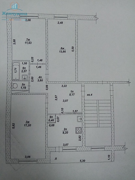 3-к квартира, 67 кв.м.