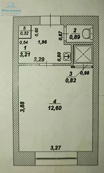 1-к квартира, 17 кв.м.