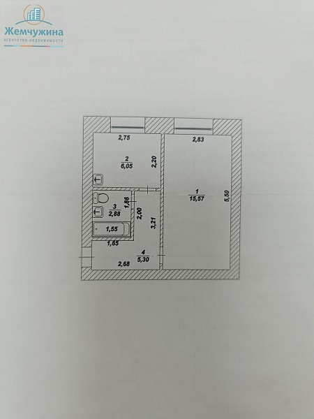 1-к квартира, 29 кв.м.