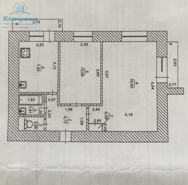 2-к квартира, 46 кв.м.