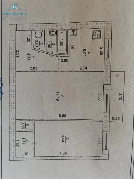 2-к квартира, 43 кв.м.