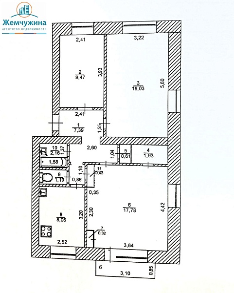 3-к квартира, 68 кв.м.